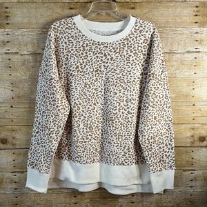 Time and Tru Garment Wash Sweatshirt Papyrus Beige Print EUC Comfy Boxy Fit XXL